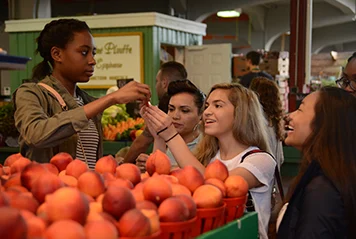 Students at Jean-Talon Market in Montreal