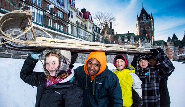 Tobogganing on Terrasse Dufferin