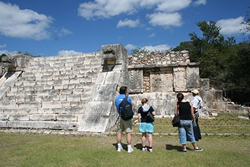 Students visiting Mayan ruins in Guatemela