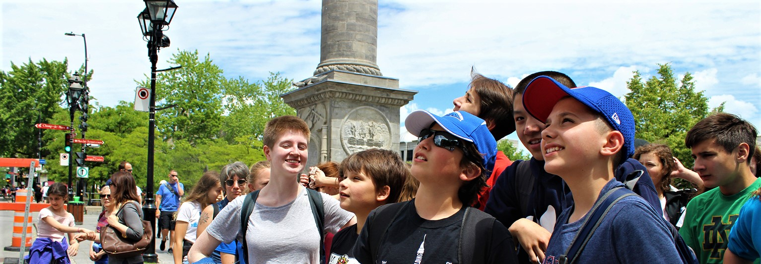 Student at Place Jacques Cartier in Montreal