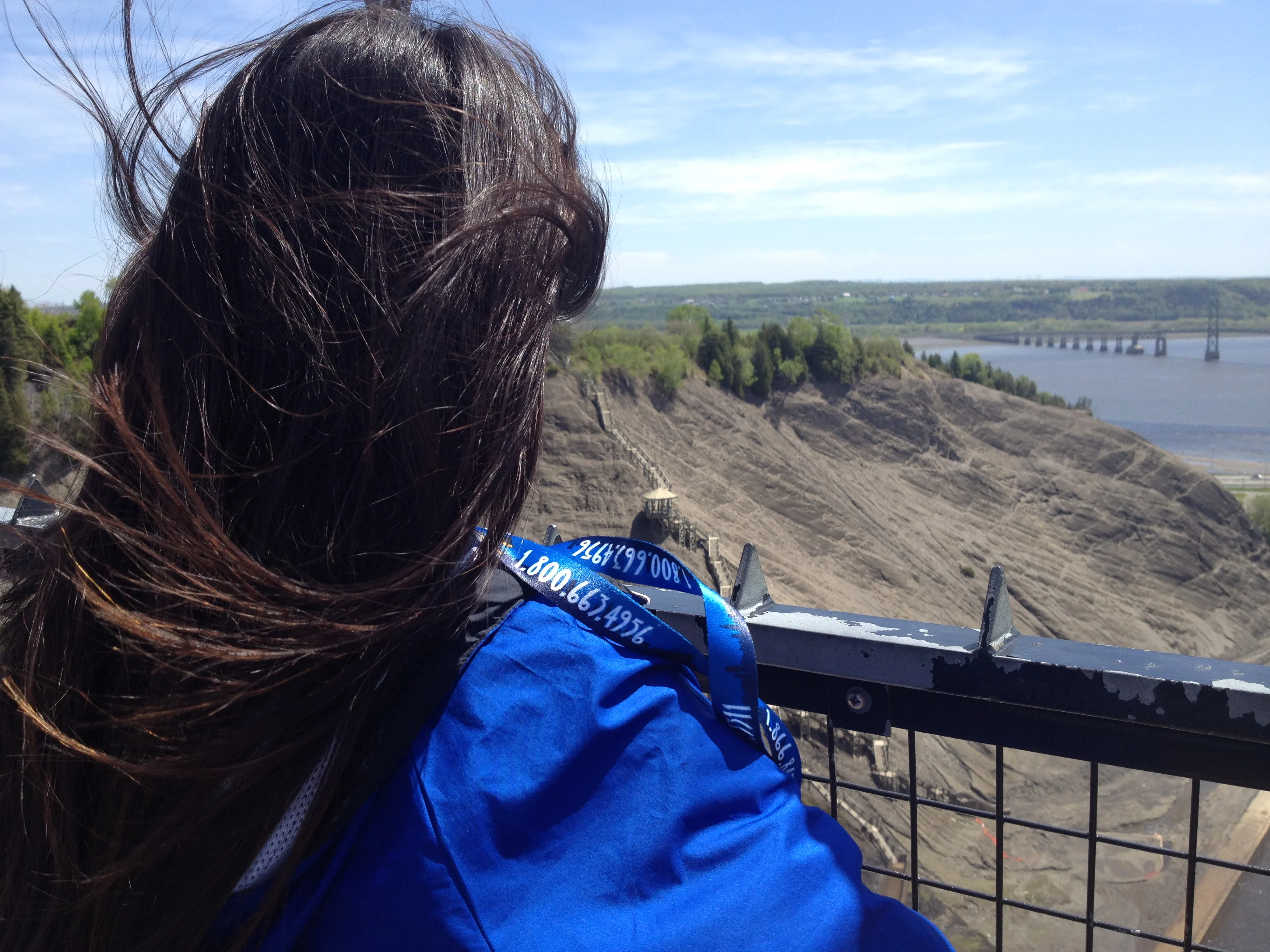 Student looking out past the Montmorency Waterfalls.