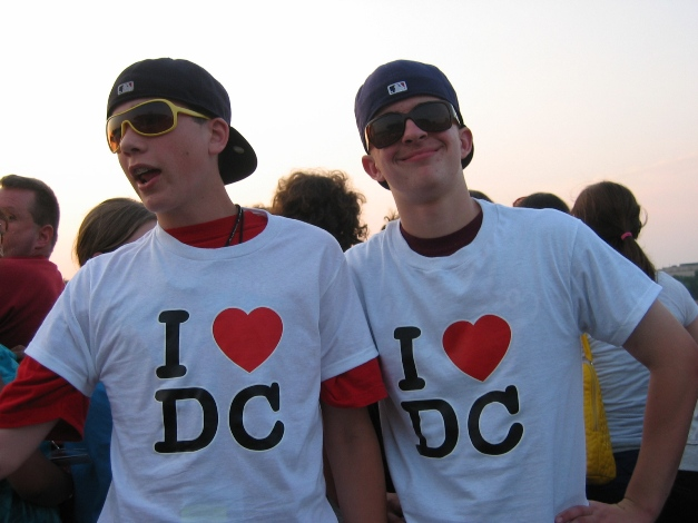 Students with I love DC shirts 