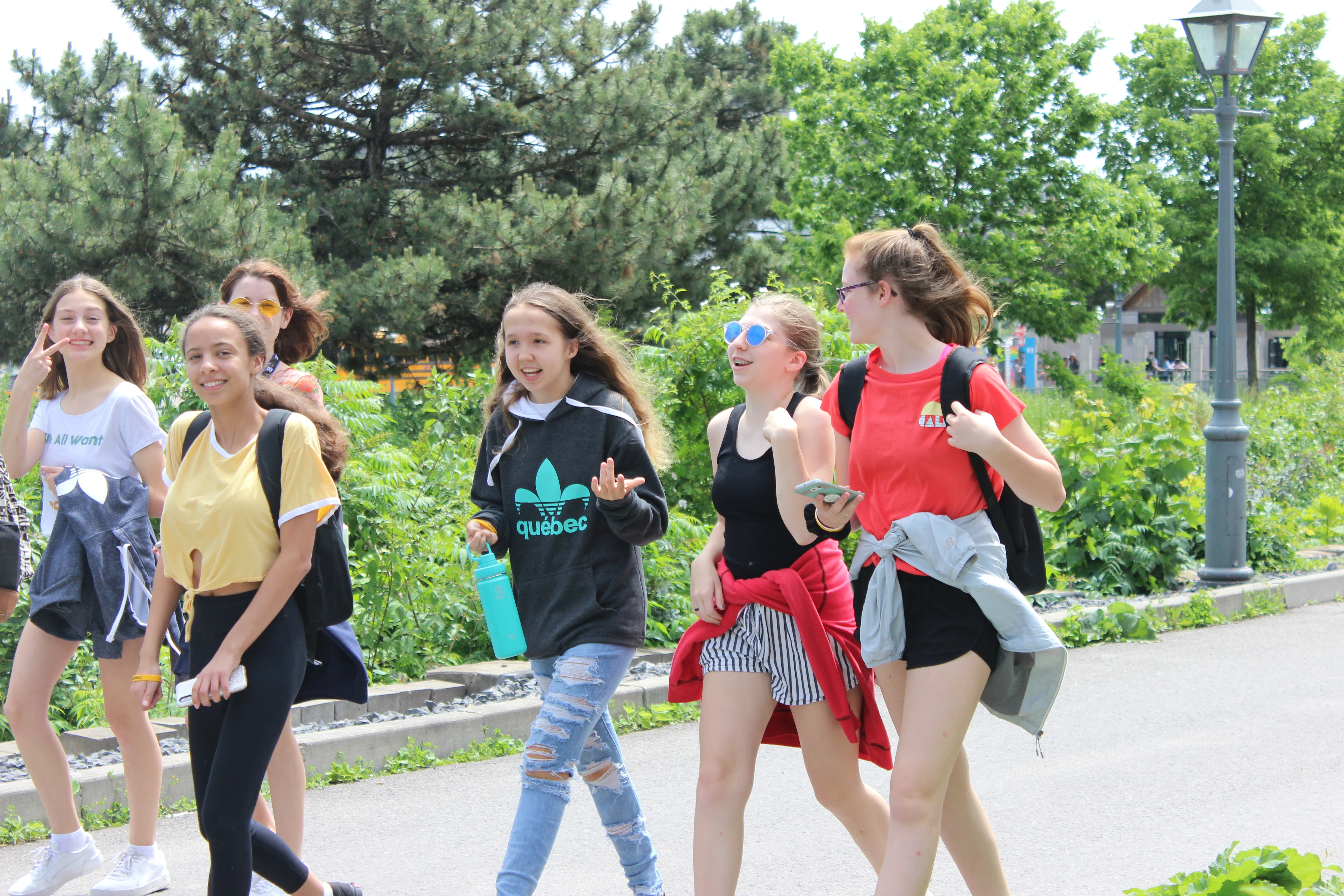 Students enjoying the sun in Montreal.
