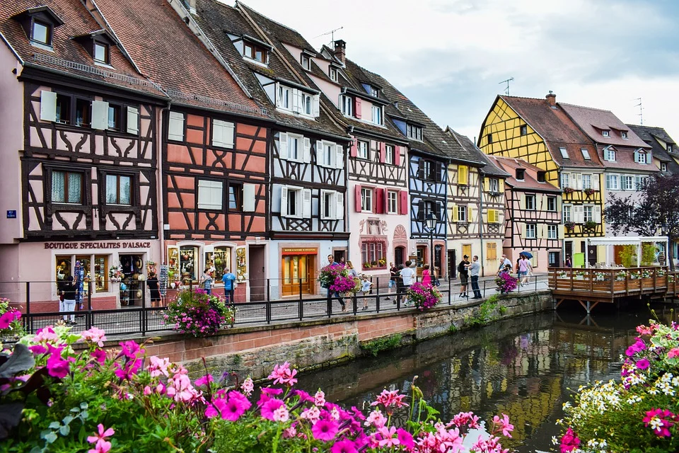 View on the canals of Colmar in Alsace