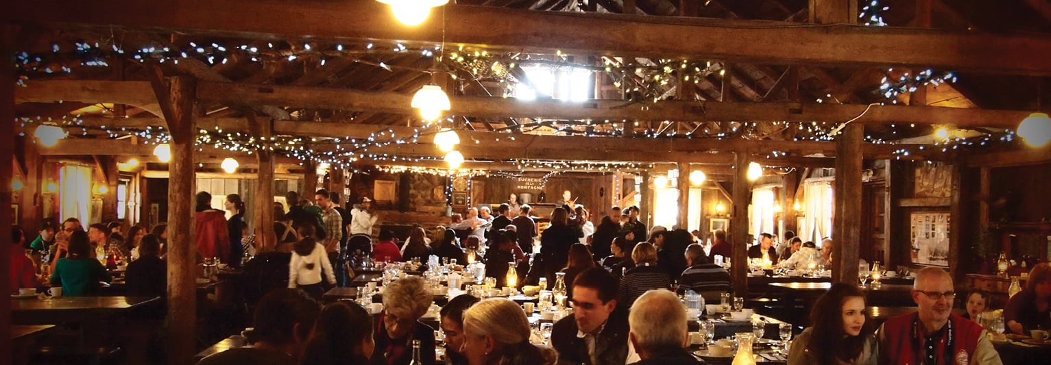 A family gathering at a Quebec Sugar Shack