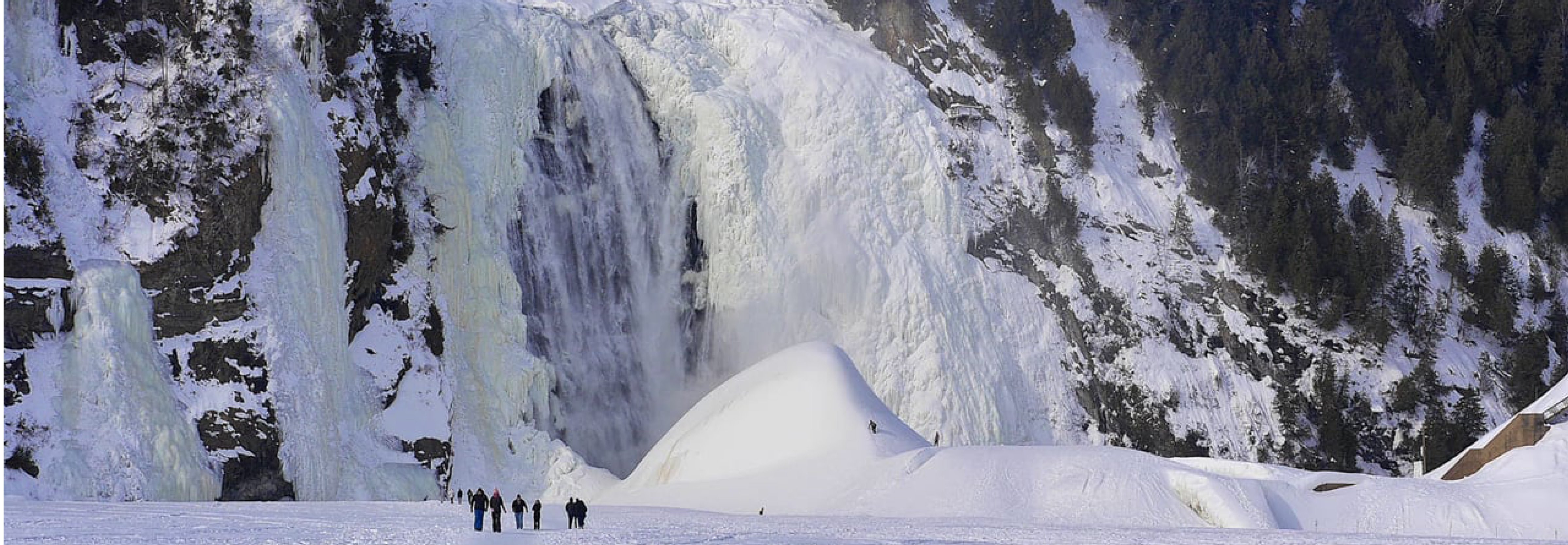 Students walking up to the Sugarloaf at the Quebec Montmorency Falls